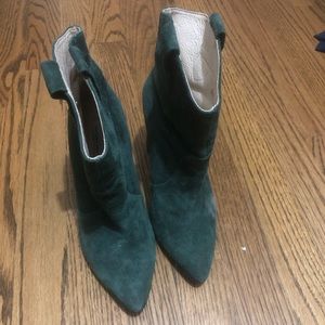 Green suede booties